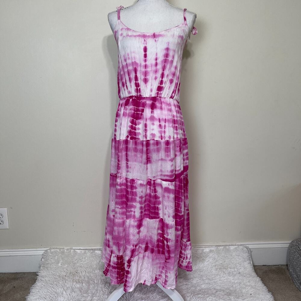 Young USA Women Swimsuit Cover-Up Dress Tie Dye Summer Maxi Dress Pink Small